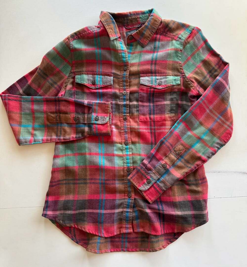 Toad&Co Re-Form Flannel Long Sleeve Shirt Plaid Womens Small